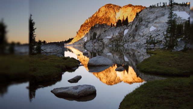 Mountain lake rock formation reflection #2 free wallpaper - medium preview image