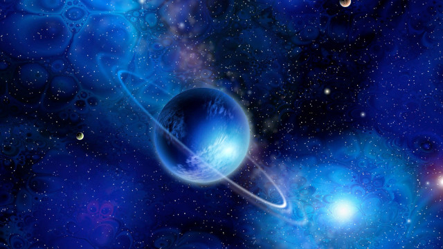 Blue planet ring sky stars free wallpaper - medium preview image