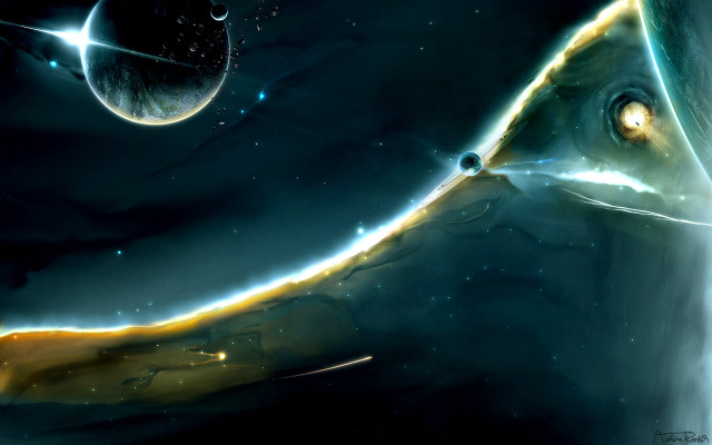 Space scene large object distant free wallpaper - medium preview image