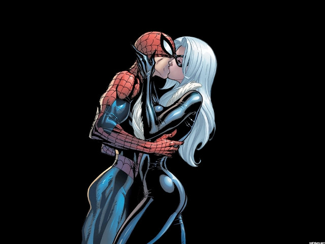 Woman spider suit hugging man free wallpaper - medium preview image