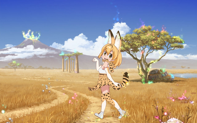 Cartoon character walking field cat free wallpaper - medium preview image
