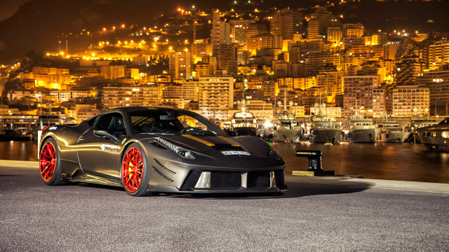 Silver sports car city night #2 free wallpaper for desktop - medium preview image