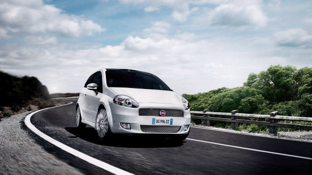 White car forest road fence free wallpaper - medium preview image