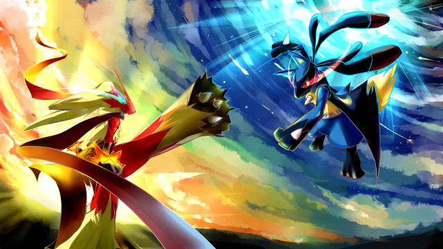 Cartoon characters fighting colorful sky free wallpaper - medium preview image