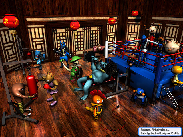 Cartoon characters boxing ring wooden free wallpaper - medium preview image