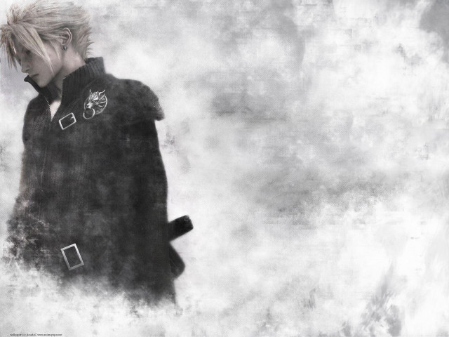 Blonde hair black coat standing free wallpaper - medium preview image