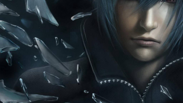 Blue hair black outfit feathers free wallpaper - medium preview image