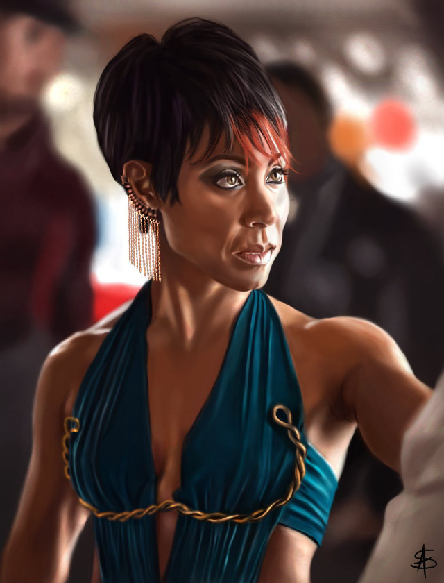 Woman blue dress gold chain free wallpaper - medium preview image
