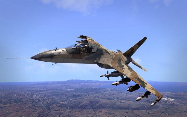 Military jet flying below mountain free wallpaper - medium preview image