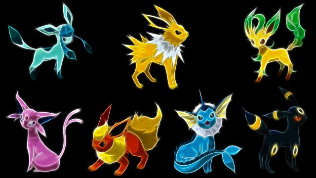Colored pokemons black background white free wallpaper - medium preview image