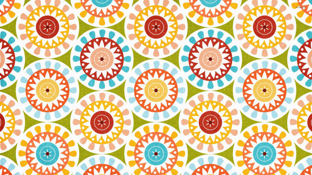 Colorful pattern circles flowers white free wallpaper - medium preview image