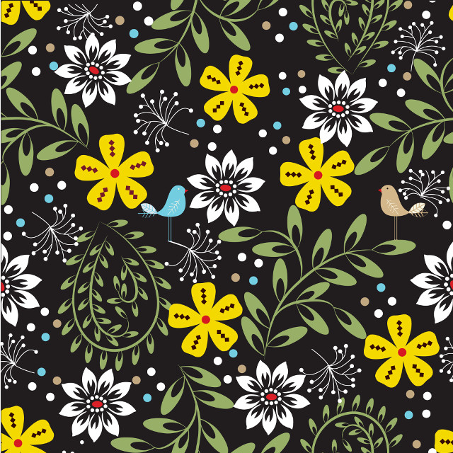 Black background yellow white flowers free wallpaper - medium preview image