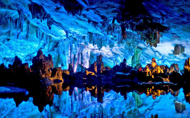 Cave lake mountain night lights #3 free wallpaper - medium preview image