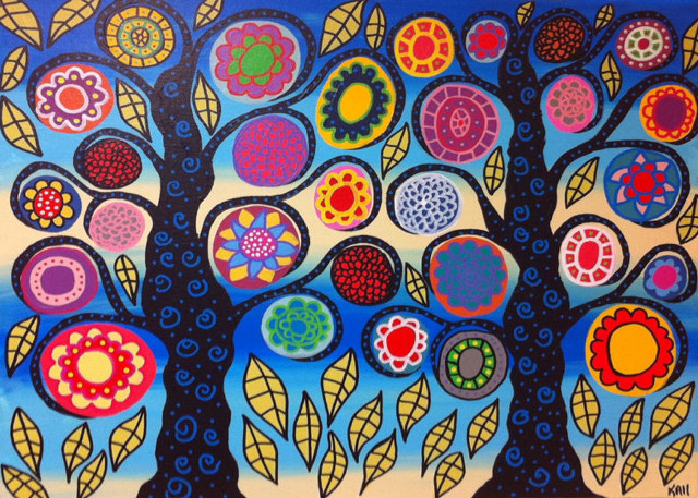 Colorful tree art with varied free wallpaper - medium preview image