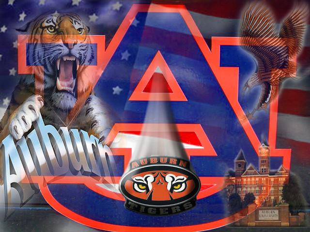 Auburn tiger flag spotlight retro free wallpaper - medium preview image