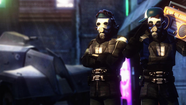 Gas mask boombox futuristic car free wallpaper - medium preview image