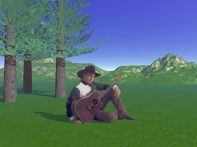Man guitar grass mountain trees free wallpaper - medium preview image