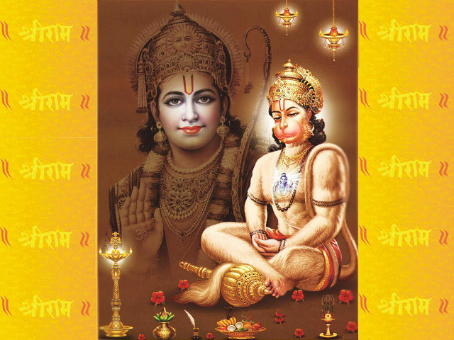 Hindu god woman yellow background free wallpaper - medium preview image