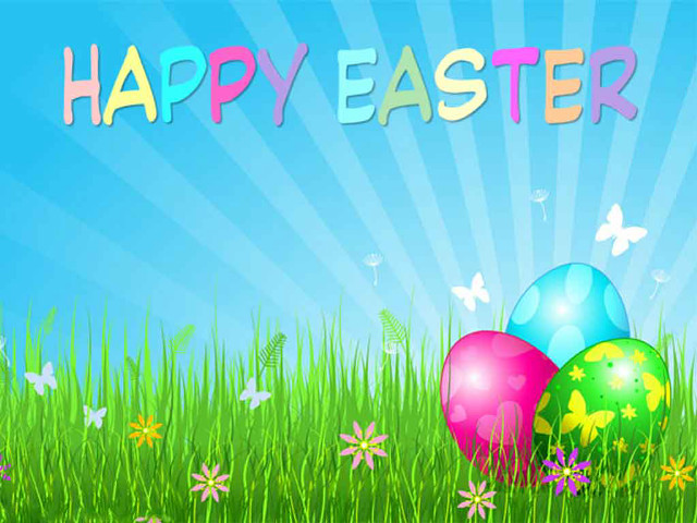 Happy easter card eggs grass free wallpaper - medium preview image