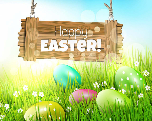 Wooden sign happy easter eggs free wallpaper - medium preview image