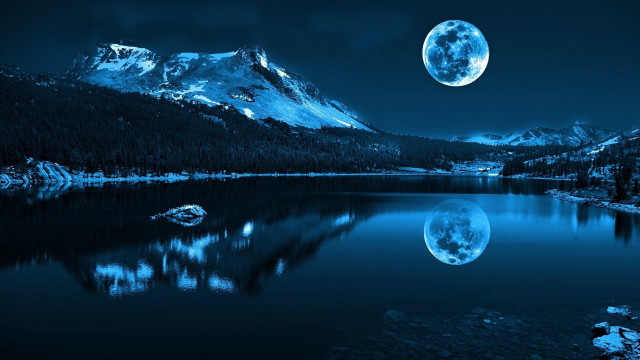 Full moon mountain lake usa free wallpaper - medium preview image