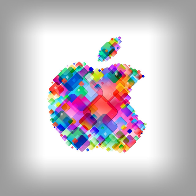 Apple logo colorful pattern gray free wallpaper - medium preview image