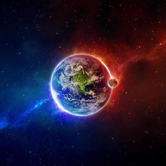 Planet space blue red background free wallpaper - medium preview image
