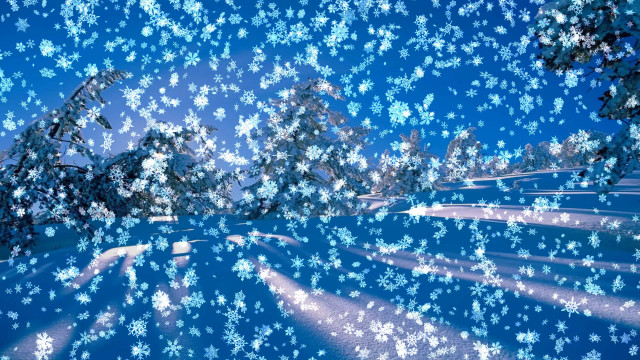 Snow covered landscape trees snowflakes free wallpaper - medium preview image