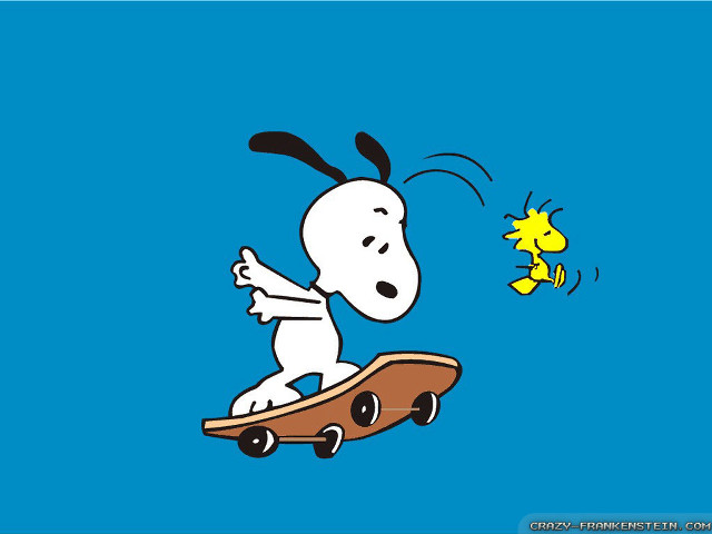 Cartoon skateboard dog chasing blue free wallpaper - medium preview image