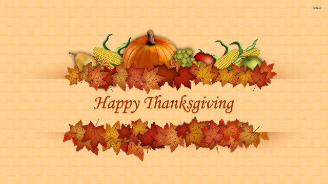 Thanksgiving card pumpkin autumn leaves free wallpaper - medium preview image