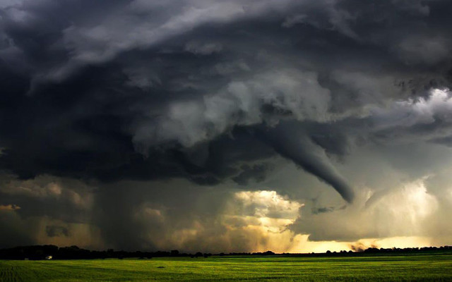 Storm cloud grass field trees free wallpaper - medium preview image