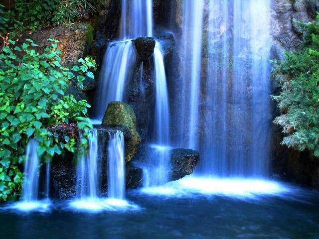 Waterfall blue water greenery rocks #2 free wallpaper - medium preview image