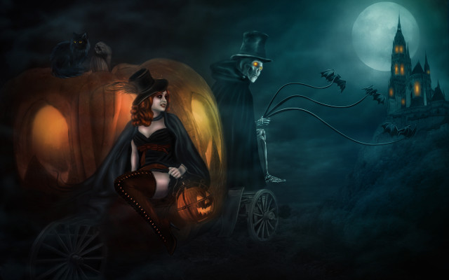Witch man pumpkin black suit #2 free wallpaper - medium preview image