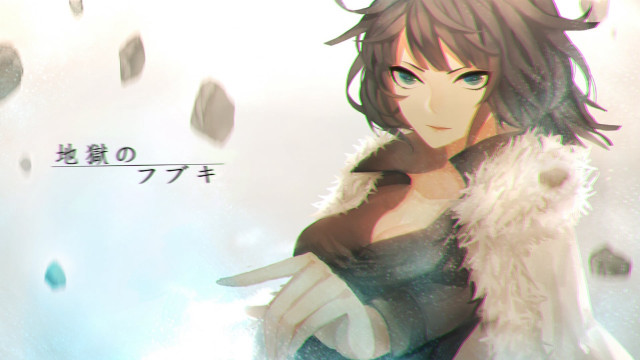 Woman black dress fur coat free wallpaper - medium preview image