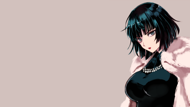 Woman black dress fur coat #2 free wallpaper - medium preview image
