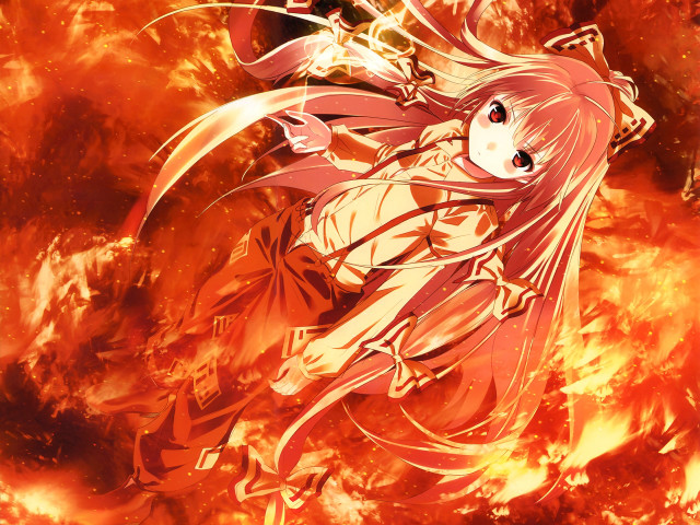 Girl fire costume flying arms free wallpaper - medium preview image
