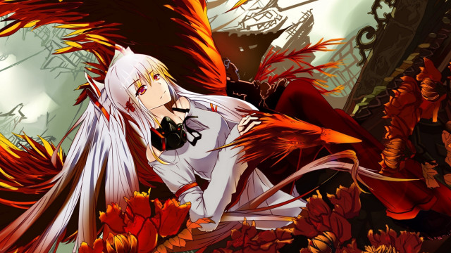 Woman white hair white dress #2 free wallpaper - medium preview image