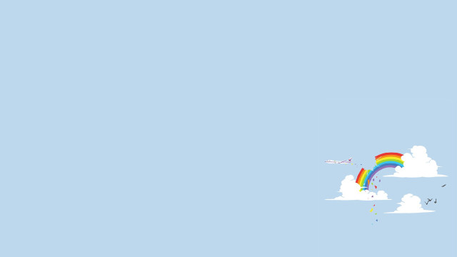 Rainbow plane flying clouds sky free wallpaper - medium preview image