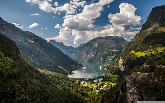 Scenic valley lake mountains clouds #2 free wallpaper - medium preview image
