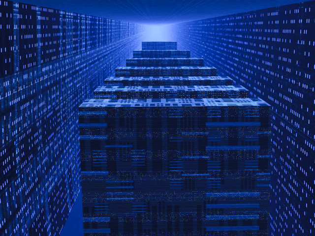 Tall building windows blue light free wallpaper - medium preview image