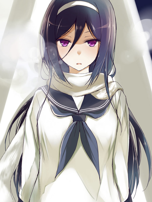 Anime girl purple eyes school free wallpaper - medium preview image