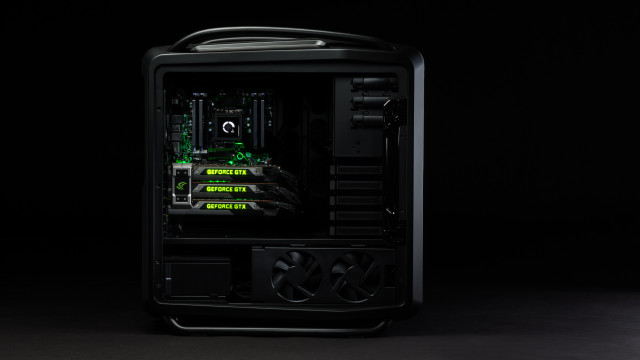 Black computer case green lights free wallpaper - medium preview image