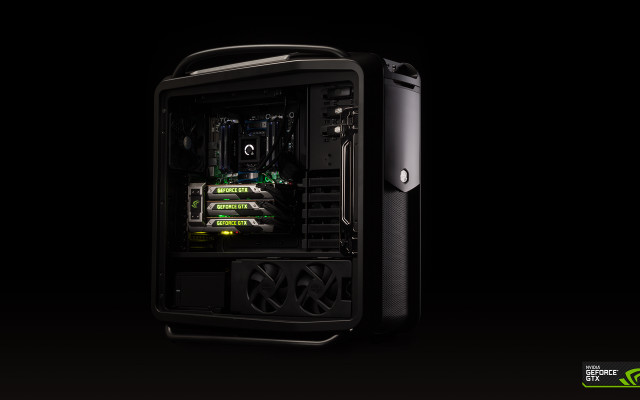 Black computer case green black free wallpaper - medium preview image