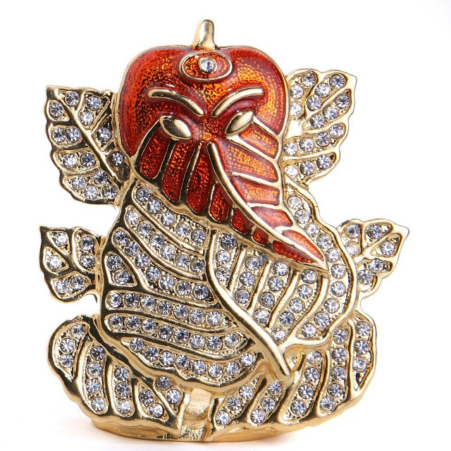 Red gold brooch leaf bird free wallpaper - medium preview image
