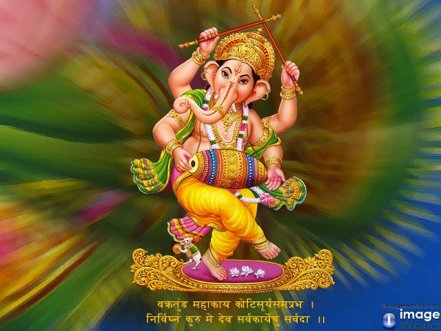 Ganeshi colorful background caption painting free wallpaper - medium preview image