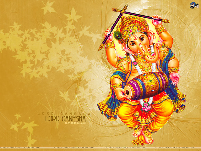 Ganesha sword star background gold free wallpaper - medium preview image