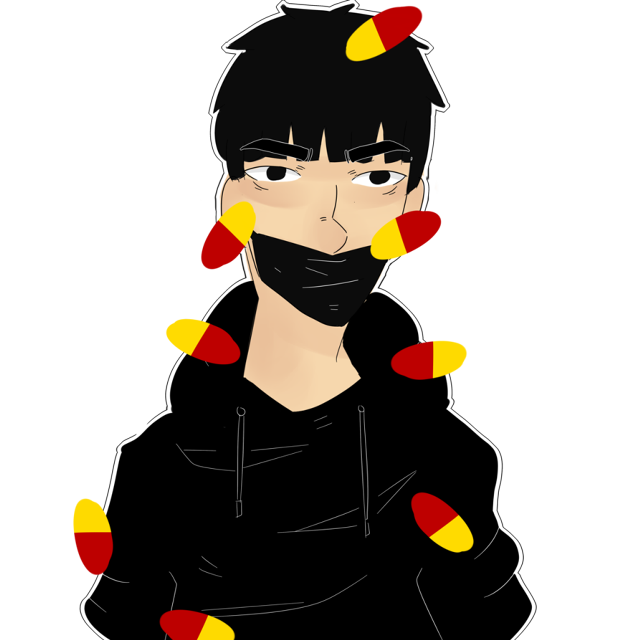 Man black face hoodie red free wallpaper - medium preview image