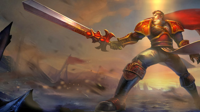 Man red cape holding sword free wallpaper - medium preview image