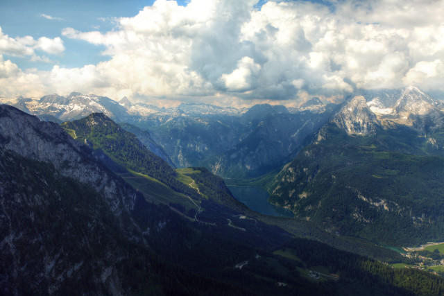 Valley mountains clouds water lakes free wallpaper - medium preview image
