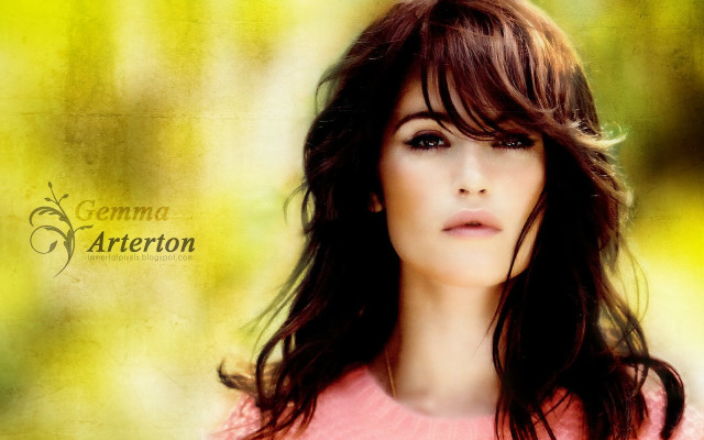 Woman longhair pinkshirt greenbackground yellowbokeh free wallpaper - medium preview image